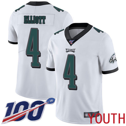 Youth Philadelphia Eagles #4 Jake Elliott White Vapor Untouchable NFL Jersey Limited Player Season Football->youth nfl jersey->Youth Jersey